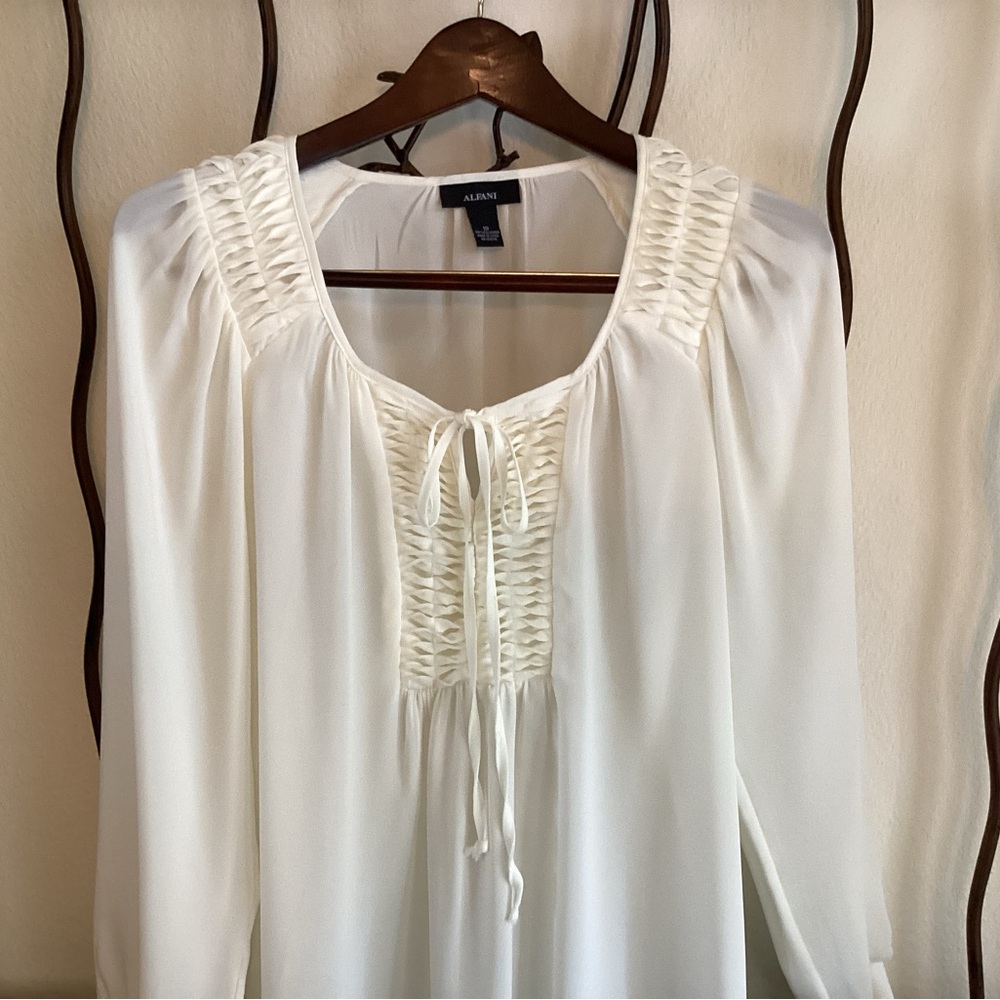 Alfani Cream Ruched Blouse